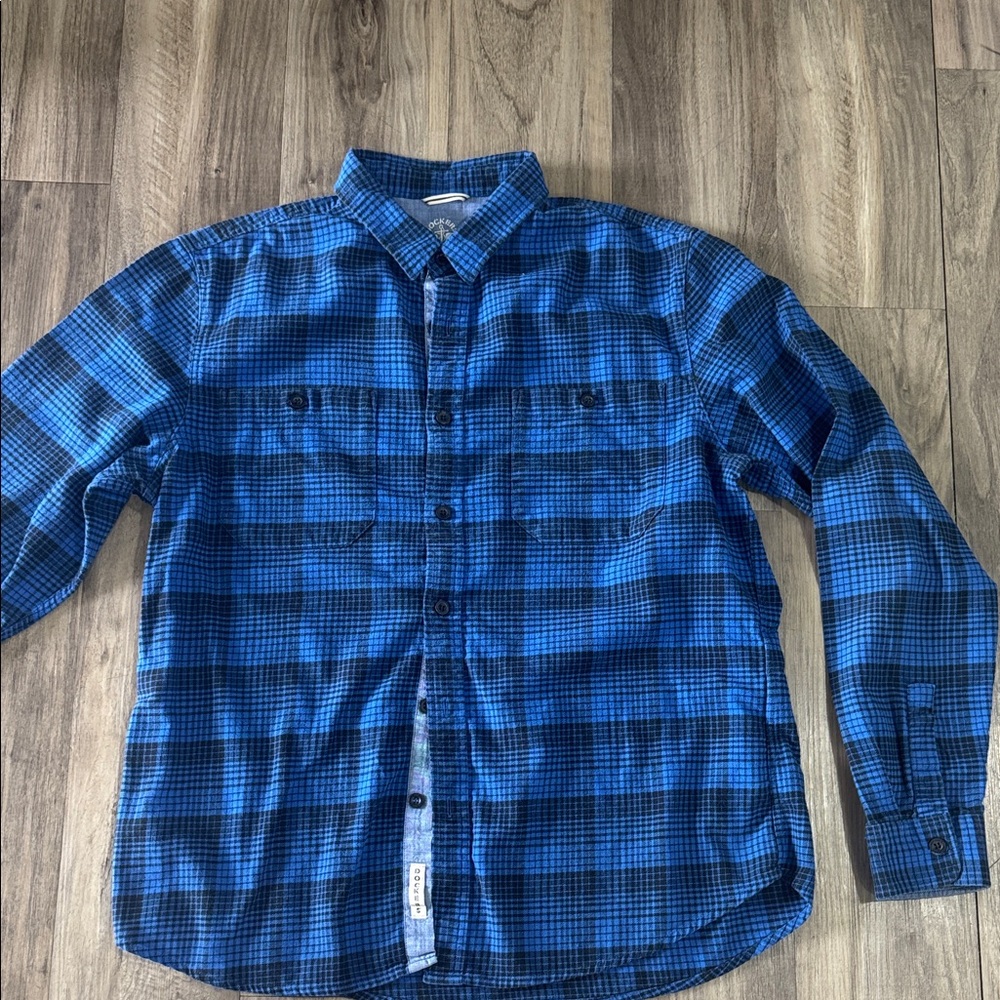 Dockers Men's Blue Checkered Button Down Shirt